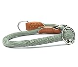 Leisegrün Hundehalsband Paracord verstellbar | Halsband für Hunde aus Nylon | Modell Devon | Grün | Größe: L