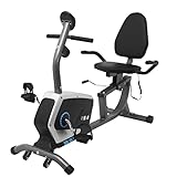 ISE Ergometer Liege- Heimtrainer mit Magnetbremse, Pulssensoren und LCD-Display, 8 Widerstandsstufen, Sitzergometer mit Rückenlehne für Zuhause