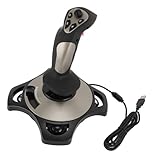 Plyisty Game Flight Joystick, Kabelgebundene Flight Stick-Steuerung mit Vibration, Gas für PC Computer Laptop, Win 7 8 10 11, Vier Achsen 12 Tasten, Integrierte Motoren