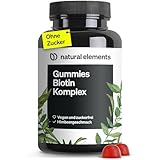 natural elements Biotin Haar Gummies - 120 vegane, zuckerfreie Gummibärchen mit 5000 μg Biotin pro Tagesdosis - mit Himbeergeschmack - in Deutschland produziert & laborgeprüft