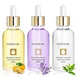LOPHE Nail Cuticle Oil, 15ml x 3 Nagelöl Nagelhautöl für Pflegendes Nagel, mit Pipette, Vegan, Süßorangengeschmack, Lavendelgeschmack, Teebaumgeschmack