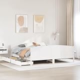 Xichuzi Massivholzbett ohne Matratze Weiß 200x200 cm Kiefernholz, Bett, Bed Frame, Familienbett, Bettrahmen, Bett Gestell, Bett Rahmengestell, Schlafzimmer Bett - 3301777
