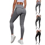 Anti Cellulite Leggings Damen High Waist Push Up Yogahose mit Bauchkontrolle Blickdicht Figurformende Fitnesshose Lange Sporthose Yoga Fitness Kleidung Kompressionshose Sport Booty Black L