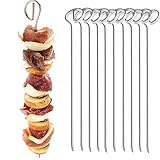 Grillspieße 10er Set - 21 cm Schaschlikspieße aus Edelstahl - Grill-Hochgenuss für alle Fleischfans und Vegetarier - Fleischspieße, Made in Germany