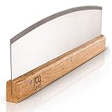 Blumtal Pizzaschneider Edelstahl - Profi Pizzamesser Mit 32cm Klinge - Rostfreier Pizza Cutter - Scharfes Wiegemesser + Holzgriff