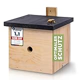 PATKAR® Hummelhaus Hummelkasten [EXTRA STABIL] - Insektenhotel Bienenhotel wetterfest & windfestes Kiefernholz (Made in Europe) - Wildbienenhotel Bienenhaus für den Garten - Gebrauchsfertig montiert