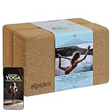 ALPIDEX Yogablock 2er oder 4er Set inkl. E-Book mit 100 Übungen Ökologisch Nachhaltig Naturkork aus Portugal Korkblock Yoga Pilates | 7 Jahre Garantie auf Material*, Größe:2 Stück - 23 x 14 x 7.5 cm