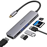 MOKiN USB C Hub Type C Adapter 6 in 1 USB-C Hub mit HDMI 4K@30Hz, 2*USB 3.0 Ports/1*USB 2.0 Anschlüsse, SD/Micro Kartenleser, kompatibel für MacBook Pro，MacBook Air, XPS und mehr Typ-C-Geräte