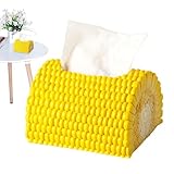 Corn Tissue Box, Creative Resin Tissue Holder with Wide Opening, Modern Decorative Paper Box for Bathroom, Bedroom, Living Room, Fun and Functional Home Decor, 15.5x13x10cm