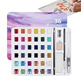 GkgWuxf Aquarellfarbe, 36 Farben, Kunst-Set zum Malen, Malset mit Pinselstift für Reisen, Malerei, Outdoor, Café, Klassenzimmer, Kinder, Maniküre, Kunstprojekte
