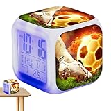 Nudorpn Wecker für Kinder, digitaler Fußball-Wecker mit LED-Anzeige, leuchtende Kinderuhr für Schlafzimmer, kreative Fußball-Wecker, Geschenk für Kinder, stille Alarmfunktion