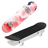 WeSkate Skateboard Anfänger - 31x8 Zoll Komplette Cruiser 7-Lagiger Kanadischer Ahorn Double Kick Deck Concave mit ABEC-7 Kugellager, Belastung 100kg 3108-1-us Rosa