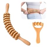 mizikuu 2 Stück Massageroller Holz, Rückenmassageroller Holz Faszienroll Massagegerät mit Griff Triggerpunktroller Gua Sha Scraping Massage Tool für Muskelentspannung Nacken, Beine, Rücken, Körper
