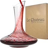 Le Chateau Große, elegante Kristall-Weinkaraffe mit Belüfter – 750 ml Glaskaraffe – Klarglaskaraffe mit Belüfter – Handliches Geschenk, Rotwein-Accessoires/für Weinliebhaber