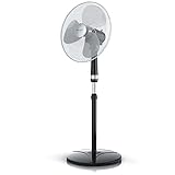 Brandson - Standventilator 40cm - Preisträger 2025 - Ventilator Standfuß höhenverstellbar - hoher Luftdurchsatz, 3 Geschwindigkeitsstufen - Oszillationsfunktion 80° - silber schwarz