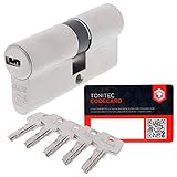 ABUS Schließzylinder TEC440 by ToniTec Zylinderschloss als Doppelzylinder Größe 30/35 mm mit 6 Schlüssel inkl. ToniTec CodeCard und Befestigungsschraube