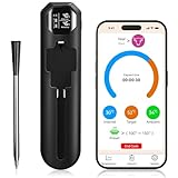 Charmofun Fleischthermometer Smarte, Bluetooth Grillthermometer mit App, IP67 Wasserdicht Bratenthermometer Kabellos, Lange Reichweite, Meat Grill Thermometer Digital für Küche BBQ Ofen