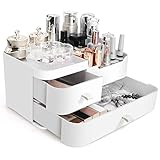 Make Up Organizer Kosmetik Aufbewahrung: Schminke Pinsel Aufbewahrungsbox Bad mit Schubladen - Badezimmer Schminktisch Acryl Makeup Box, Behälter, für Nagellack Lippenstift | Weiß