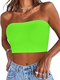 Gosunny Damen Tube Top Sommer Trägerloser Bandeau Rückenfrei Basic Ärmellos Weste(Grün,Regular)