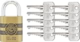 ABUS Vorhängeschloss Messing 83/45 IRON ROCK Jubiläumsschloss mit 10 Schlüssel vs. - gehärteter Stahlbügel, nano protect - wetterfest -…