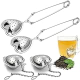 4er-Pack Teezange, Teezerstäuber aus Edelstahl, Teesieb, Teesieb für Tassen, Gewürzsieb und Teesieb zum Kochen, Silber