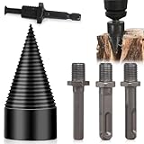Holzspalter Bohrer, 50mm Kegelspalter Holz Spalten mit 4 Bohrgriffe Brennholzbohrer Stahl Kegelbohrer Stufenbohrer Wood Splitter Brennholz Spalter Bohrer für Haushalt Bohrmaschine