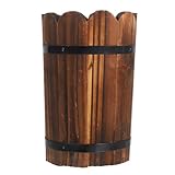 Toyvian Rustikaler Holzblumentopf aus Echtem Holz Runder Vintage Blumeimer für Sukkulenten für Drinnen und Draußen Balkon Gartendeko Natürliches Holzgefäß für Pflanzen und Bonsai