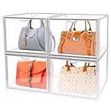 YFZYT 4 Stück Acryl Vitrine Schaukasten Transparent, 40x25x30cm Aufbewahrungsbox Stapelbare Acrylbox Displaybox, Handtaschen Aufbewahrung Organizer, für Buch Spielzeug Kosmetik Schuhe Bücher