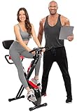 Miweba Sports Indoor Xycling X-Bike MX-100 | App Steuerung - 3 Kg Schwungmasse - Traglast 100.0 Kg - Fitness Heimtrainer Fahrrad - Klappbar - 8 Widerstandsstufen - Faltbares Fitnessbike (Schwarz Rot)