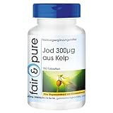 Fair & Pure Jod 300µg aus Kelp, 180 Tabletten, Nahrungsergänzungsmittel vegan ohne Magnesiumstearat, in Deutschland hergestellt