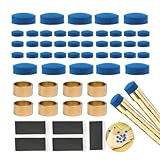 YYMT 53 Stück Billard Queue-Spitzen Set, 9-12mm Billard Leder Queue Tipps Ersatzspitzen mit Messing-Ferrules + 240er Schleifpapier, Billard Queue Zubehör Set für Billardstöcke Snooker Pool Queues