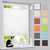 bobodeco Plissee ohne Bohren Klemmfix Faltrollo Jalousie Weiß 75x200cm (BxH), Plisseerollo Sichtschutz und Sonnenschutz Blickdicht Easyfix lichtdurchlässig Rollo für Fenster & Tür