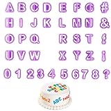 40 Stück Fondant Ausstecher Set,Buchstaben für Fondant,Ausstechformen,Alphabet,Zahlen für Dekoration von Zuckerpaste,Keksen,Kuchen,Backzubehör,Mit Buchstaben,Zahlen Satzzeichen für Torten Deko