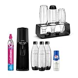 SodaStream Wassersprudler TERRA Promopack mit Quick-Connect CO2-Zylinder | inkl. 3x 1L FUSE Kunststoffflasche + Premium Flaschenabtropfhalter aus Edelstahl + SodaStream Sirup Pepsi Cola (440 ml)