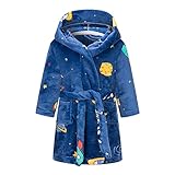 NautySaurs Jungen Bademantel Mädchen Unisex Kinder Bademantel Weich Flanell Fleece Robe für Kinder 1-12 Jahre, Blau Leerzeichen, 6-7 Jahre