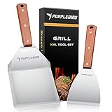 PURPLEBIRD Grillspachtel Set aus Edelstahl, Plancha Spachtels Set mit Groß Grillwender für Smash Burger, Grill Geschenke für Männer