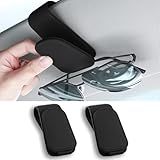 Brillenhalter für Auto Sonnenblende, Brillenhalter für Auto, Sonnenbrillenhalter Auto, Magnetische Auto Visier Brillenhalter,Sonnenbrillen Halterung/Ticket-Kartenclip (1, Schwarz)