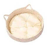 Erconsso Katzenbett,Runde Schlafmulde Für Katzen Kissen | Baumwollseil Schlafnest Kissen Haustierzubehör Für Kätzchen Beruhigendes Kratzen Heimdekor Für Welpen Kleine Hunde