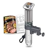 KitchenBoss Sous-Vide Garer Ultra-leise Tauchzirkulator: Farbige LCD-Rezepte | G320 Pro Silver Machine, Bürstenloser Gleichstrommotor | 1100 Watt | Wird mit Rezeptbuch geliefert | IPX7