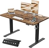 JUMMICO Höhenverstellbarer Schreibtisch mit USB-Ladeanschluss 120 x 60 cm, Schreibtisch Höhenverstellbar Elektrisch, Steh-Sitz Tisch Stehpult Verstellbarer Computertisch,Standing Desk,Braun