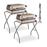 Relaxdays Kofferständer, 2er Set, klappbar, Gepäckständer aus Metall, HBT: 55x67x43 cm, Kofferablage, Hotel, Stahl, grau