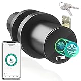 FITNATE Fingerabdruck-Türknopf,Smart Biometric Door Lock Fingerabdruck-Türknopf mit App-Steuerung, Benutzer-Management-Management, Touch zu öffnen Knopf für Schlafzimmer, Haus, Hotel, Büro,Schwarz