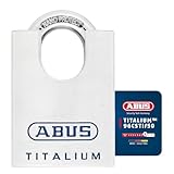 ABUS Titalium Vorhängeschloss 96CSTI/50 - leichter Schlosskörper aus massivem Spezial-Aluminium - mit integriertem Bügelschutz - ABUS-Sicherheitslevel 8 - Silber