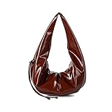 MOSAMHUA Damen Vintage Mondtasche aus Wachsleder, Unifarbene Satteltasche mit Großer Kapazität, Boho Design Schultertasche & Umhängetasche für Alltag und Freizeit