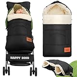 EAQ kinderwagen Fußsack Baby Fußsack Schlafsack,Babyfußsack für Babyschale,handmuff für kinderwagen mit Fleece Innenseite, Winter Geschenk für Neue Eltern (Schwarz mit Handschuhen (alles in einem))