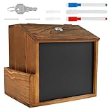 Hölzerne Vorschlagsbox 21x16x20cm Wahlurne Abschließbar Holz mit 3 Whiteboard-Marker und Schloss Vorschlagsbox zur Wandmontage Spendenbox Briefkasten für Schule Büro Krankenhaus