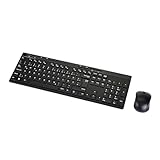 Amazon Basics – Tastatur-Maus-Set, volle Größe, kabellos, USB-Empfänger mit 2,4 GHz, DE-Layout, schwarz