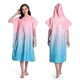 MOKANI Badeponcho Damen & Herren, Ultraleicht Und Schnelltrocknend, Kapuze Surf Poncho Handtuch auf Surfen Schnorcheln Wassersport für Erwachsene（Mit Knöpfen, 108Lx82W cm）