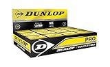 Dunlop Sports Dunlop Squashbälle Pro doppelGelb, 12 Stück, Offizieller Turnier-Squashball, Schwarz