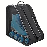 Mritrit Schlittschuhtasche Rollschuhe Tasche Inliner Kinder Eishockey Bag Skischuhtasche mit Verstellbar Trageriemen für Rollschuhe und Eislaufschuhe (Schwarz)